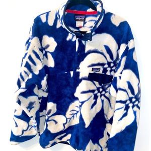 Rare Vintage Patagonia Synchillla Snap-t Pullover Spice Garden Hawaiian Print L